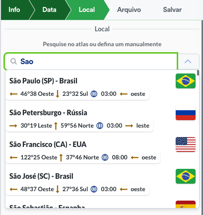 Pesquisa no atlas