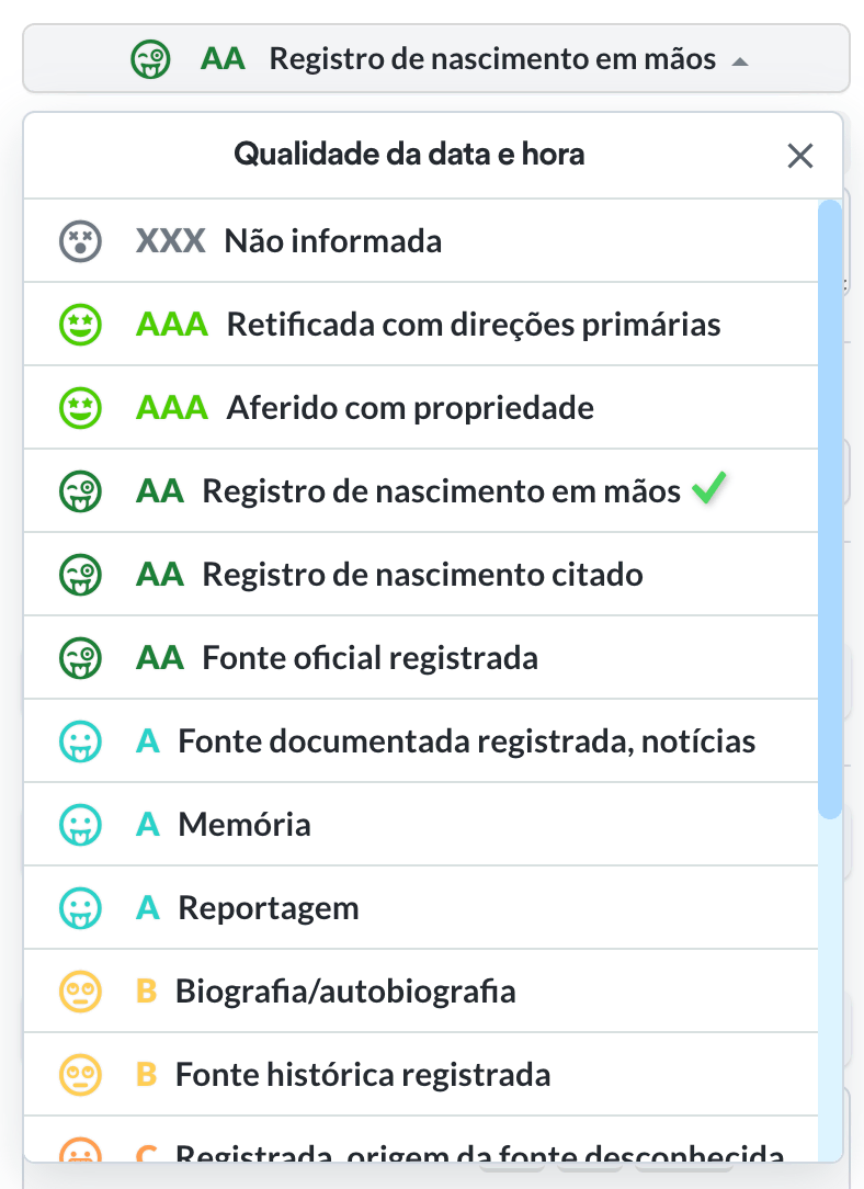 Qualidade da data e hora