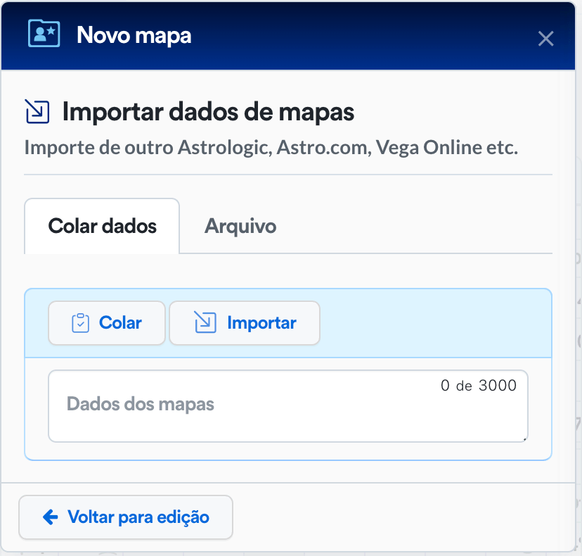 Importar dados do mapa